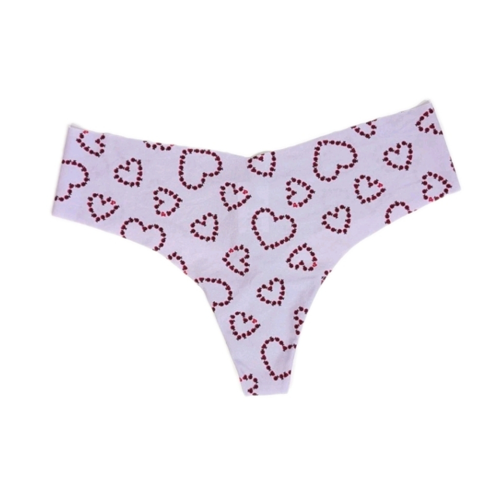 Victoria's Secret Pink No Show Thong XL New Love bug Women Smooth Panty heart